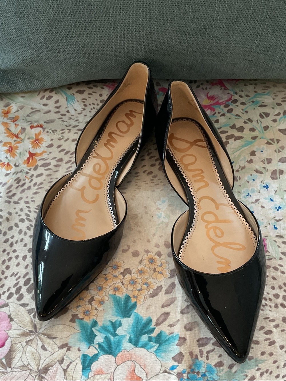 Sam Edelman Rodney Black Patent Pointed D'Orsay Flats